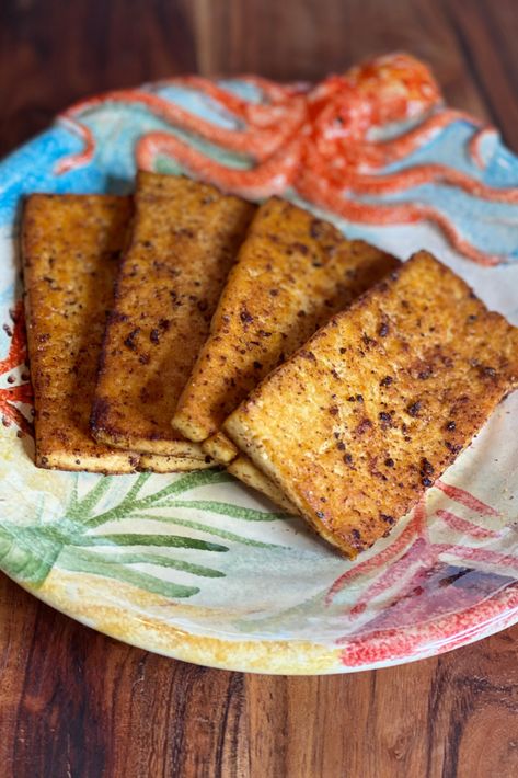 Pan Seared Tofu, How To Cook Tofu In A Pan, Firm Tofu Recipes, Seared Tofu, Ways To Cook Tofu, Tofu Seasoning, Cook Tofu, Tofu Steak, Pan Fried Tofu