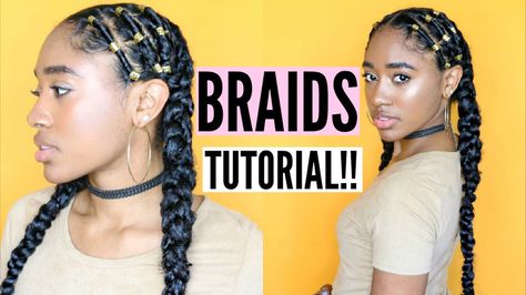 Extension Braids, Thick Black Hair, Quick Styles, Protective Style Braids, Salon Hair Treatments, Box Braid Hair, Style Braids, Braids Cornrows, Summer Braids