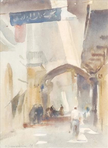 Trevor Chamberlain, Ancient Persia, Quiet Corner, Watercolor Greeting Cards, Watercolor Artists, Snow Scenes, Tehran, Magazine Art, Art Auction