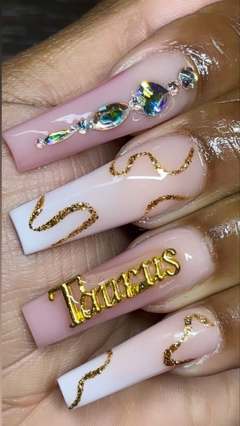 Zodiac Nails Designs, Taurus Nails Designs, Horoscope Nail Art, Taurus Nails, Gemini Nails, Zodiac Nail Designs, Zodiac Nails, Island Nails, 21st Birthday Nails