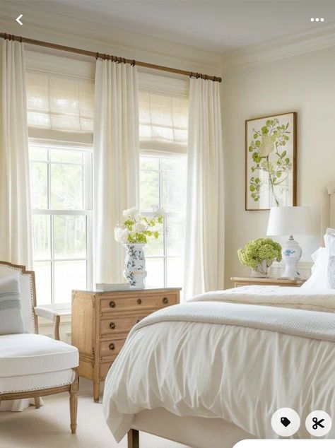 Primary Bedroom Styling, Neutral Classic Bedroom, Classic Bedroom Inspirations, White And Dark Wood Bedroom, Primary Bedding, Soft Neutral Bedroom, Neutral Bedding Ideas, Primary Bedroom Ideas, Rental Bedroom