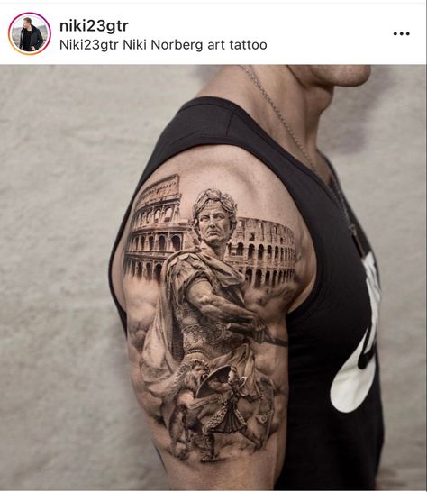 Julius Caesar Tattoo, Caesar Tattoo, Tattoo Roma, Forearm Cover Up Tattoos, Warrior Tattoo Sleeve, Roman Tattoo, Gladiator Tattoo, Spartan Tattoo, Men Tattoos Arm Sleeve