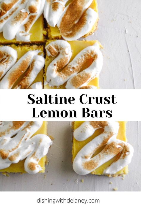 Sweet and salty custardy Atlantic beach lemon bars with Italian meringue and a salty sweet saltine crust. Saltine Crust, Atlantic Beach Pie, Key Lime Bars, Mini Key Lime Pies, Soda Crackers, Sweets Bar, Quick Bites, Citrus Recipes, I Want Food