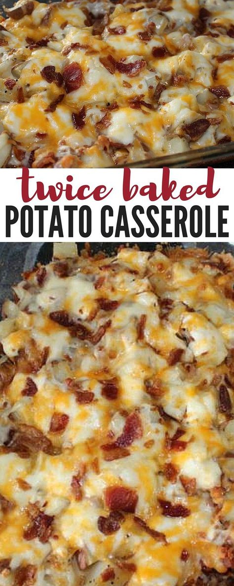 Twice Baked Potato Casserole, Veggie Spaghetti, Twice Baked Potato, Twice Baked Potatoes Casserole, Baked Potato Casserole, Bacon And Cheese, Diner Recept, Potatoe Casserole Recipes, Twice Baked