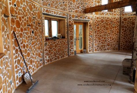 Cord Wood House, Cordwood Homes, Northern White Cedar, Cedar Posts, Cord Wood, Wood Building, Cheap Houses, Wood House, Earth Homes