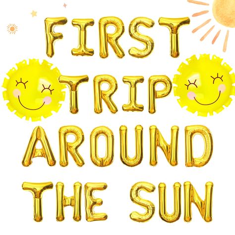 PRICES MAY VARY. 【Products include 】 1 x “ First Trip Around the Sun “ letter balloon, 2 x sun balloons. Size as shown as pictures! Looking for more You Are My Sunshine Theme Party Decoration 【Sun Theme】 Use these banners to make an adorable Backdrop at your next Sunshine Party! This listing is for one set of banner that spells out First Trip Around the Sun (letter banner) 【Adorable and Fabulous Supplies】 Our sun Balloons get ready for an adorable celebration, make you feel the warmth of the sun Sun First Birthday Party, Sun First Birthday, Space Party Decorations, 1st Birthday Girl Decorations, First Trip Around The Sun, Sunshine Baby Showers, First Birthday Party Decorations, Sunshine Birthday, Golden Birthday