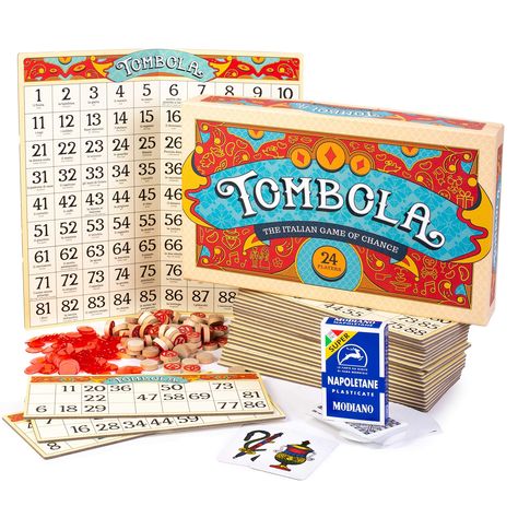 PRICES MAY VARY. Authentic Italian Game Night: Explore two classic pastimes of Italian Culture with this unique bundle of Italian games from Brybelly! Learn to play the traditional bingo-style game of Tombola with a large group. Then end the night playing classic Italian card games like Scopa and Briscola Traditional Italian Bingo: Tombola is the Italian game of chance, a centuries-old bingo-style lottery game with even more chances to win! It's a popular game amongst large groups of friends and Italian Games For Adults, Italian Games, Lottery Games, Bingo Board, Italian Culture, Adult Games, Authentic Italian, Popular Games, Group Of Friends