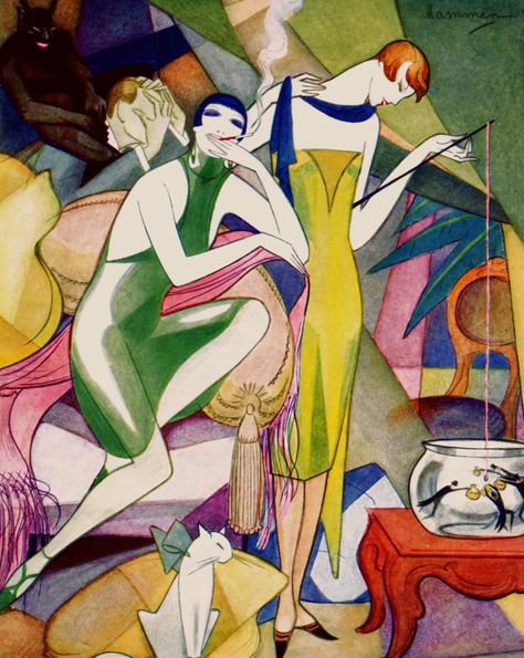 mondfaenger: “ “ Catching goldfish, 1925 Art by Jeanne Mammen ” ” Jeanne Mammen, Art Deco Illustrations, Art Deco Illustration, Deco Poster, Art Deco Posters, 1920s Art, 1920s Art Deco, Art And Illustration, Fish Bowl