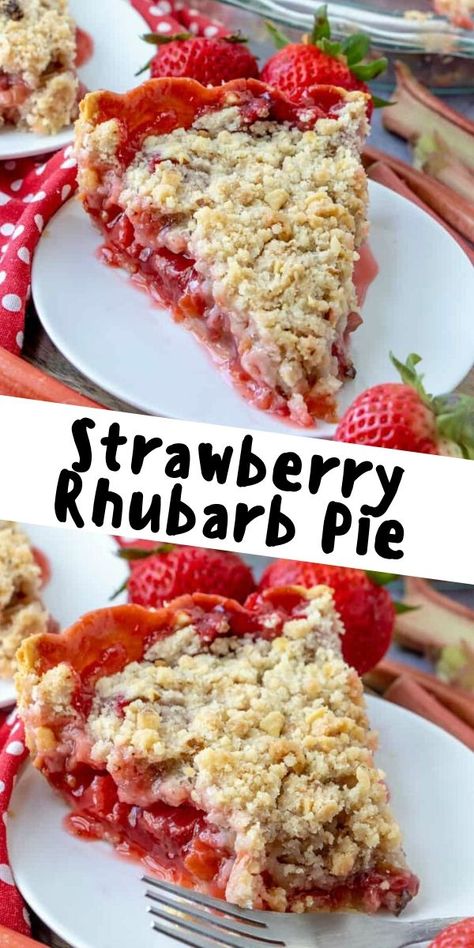 Easy Strawberry Rhubarb Pie, Summer Pie Recipes, Strawberry Rhubarb Pie Recipe, Rhubarb Recipes Pie, Rhubarb Crumble, Strawberry Rhubarb Pie, Rhubarb Pie, Pie Crumble, Easy Pie Recipes