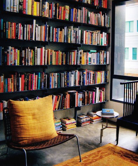 Mustard :) Bookshelf Organization, Industrial Shelving, Home Library, Book Nooks, House Inspo, Dream Home Design, Architecture Details, Bookshelves, Interior And Exterior