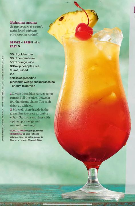 Bahama mama Bahama Mama Recipe, Bahama Mama Drink, Juice Ice, Mama Recipe, Bahama Mama, Rum Cocktail, Coconut Rum, Maraschino Cherry, Adult Beverages