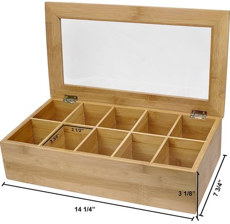 Estilo EST0216 Bamboo Tea Storage Box, 10 Equally Divided Compartments: Amazon.com.mx: Hogar y Cocina Tea Box Storage, Tea Bag Storage, Wooden Tea Box, Tea Bag Organizer, Bamboo Tea, Tea Storage, Plastic Container Storage, Tea Box, Tea Caddy