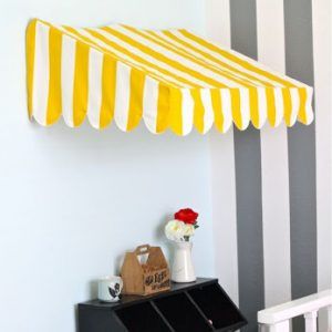 Bistro Awning Diy Playhouse Awning, Diy Awning For Playhouse, How To Make A Cardboard Awning, Bistro Awning Diy, Playhouse Awning Diy, Diy Fabric Awning, Playhouse Awning, Decorative Awning, Playhouse Cafe