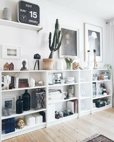 decorative home accents #interiordesign #style #decorideas Billy Ikea, Minimalist Dekor, White Shelf, Decor Ikea, Cute Dorm Rooms, White Shelves, Ideas Hogar, Baby Shower Decor, Remodel Bedroom