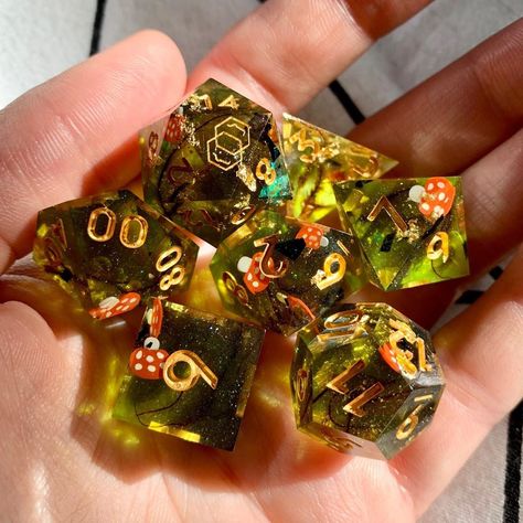 D TWINTY on Instagram: “We’re pouring more Mossy Circle Of Spores dice sets for all of the Druids, Swamp Witches and Bog Hags out there! 🍄🌱🌘  #dice #handmadedice…” Dnd Circle Of Spores, Druid Of Spores, Circle Of Spores Druid Dnd, Spore Druid Aesthetic, Circle Of Spores Druid Aesthetic, Dnd Druid Aesthetic, Druid Aesthetic Dnd, Druid Aesthetic, Druid Circles 5e