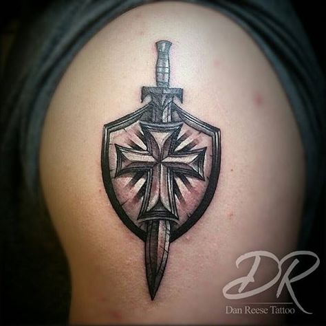 Faith sword and shield Soul Mate Tattoo, Shield Tattoo, Gladiator Tattoo, Spartan Tattoo, Half Sleeve Tattoos Drawings, Medieval Shields, Knight Tattoo, Libra Tattoo, Cross Tattoo Designs