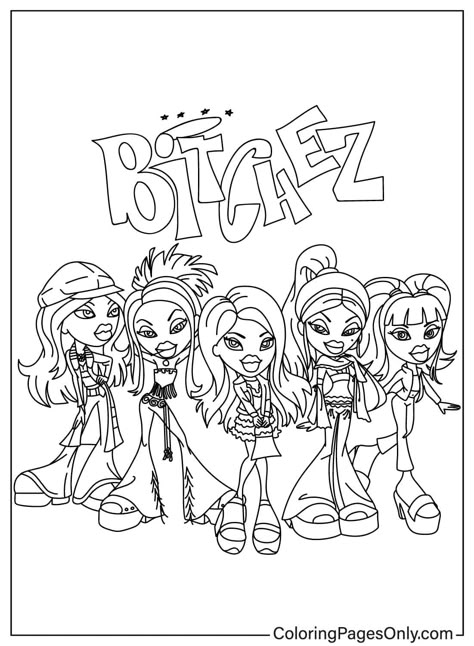 Bratz Free Coloring Page Bratz Doll Halloween, Bratz Coloring Pages, Bratz Doll Halloween Costume, Aesthetic Colouring Pages Printable, Princess Coloring Sheets, Bratz Coloring, Colouring In Pages, Unique Coloring Pages, Coloring Activities