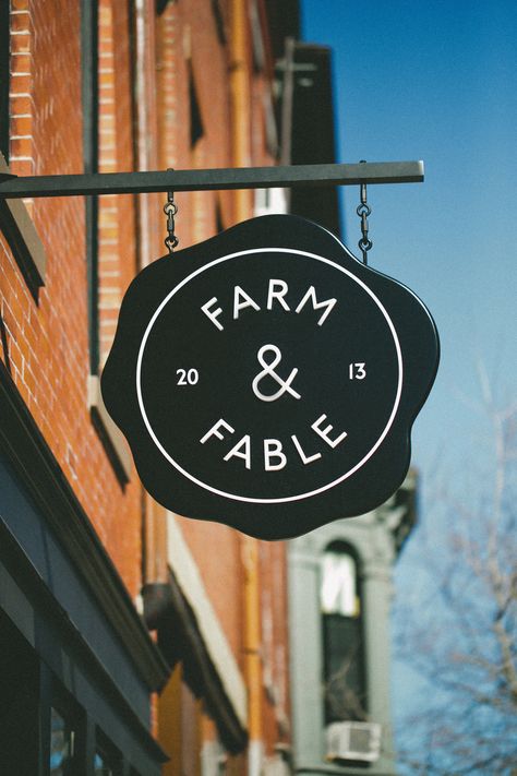 a vintage cookbook shop with other fun kitchen things happening regularly. Desain Merek, Blade Sign, Shop Signage, Retail Signage, Exterior Signage, Interior Vintage, Shop Sign Design, Farm Shop, Wayfinding Signage