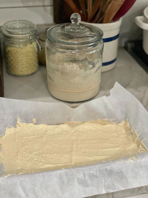 How to Dehydrate a Sourdough Starter - littlehousesimpleliving.com How To Dehydrate Sourdough Starter, Dehydrating Sourdough Starter, Dehydrated Sourdough Starter, Dough Starter, Dehydrated Foods, Big Jar, Sour Dough, Sourdough Discard, Clear Jars