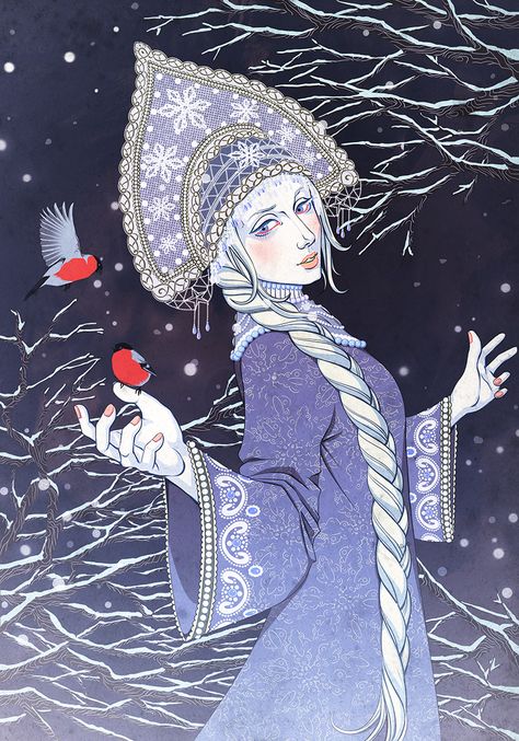 Russian Mythology, Snow Queen Illustration, The Craft Movie, Slavic Culture, Snow Maiden, Princess Fairy, Snow Princess, Dark Christmas, Russian Culture