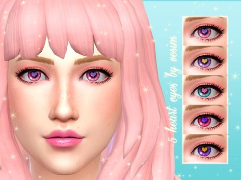 vesim's 5 Eyes Heart Heart Eyes Sims 4 Cc, Sims 4 Cc Heart, Anime Heart Eyes, Sims 4 Eyes, Cc Eyes, Sims 4 Cc Eyes, Sims 4 Tsr, Sims 4 Makeup, Sims 4 Anime