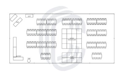 Tent Layouts for 75-150 Guests | Collective Event Group m Tent Wedding Layout, Wedding Tent Layout, Archway Decor, Serving Buffet, Wedding Layout, Furniture Quotes, At Family, Tent Lighting, Pipe And Drape