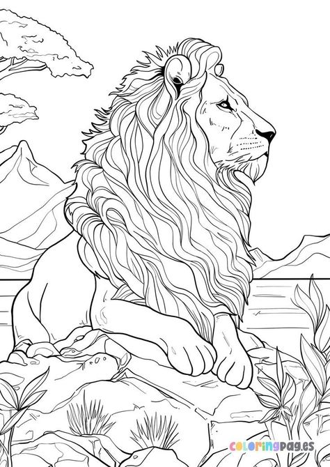 Lion Coloring Pages For Adults, Coloring Books Animals, Lion Coloring Pages Free Printable, Coloring Book Animals, Leo Coloring Pages, Animal Coloring Pages Free Printable, Coloring Pages Animals, Lion Coloring, Coloring Canvas