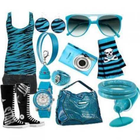 Cute blue outfit, wouldn't wear it all at one time but I still like it. Emo Scene Outfits, Cute Emo Outfits, No Ordinary Girl, Emo Clothes, Scene Outfits, Cute Emo, Scene Girls, Scene Fashion, Scene Kids