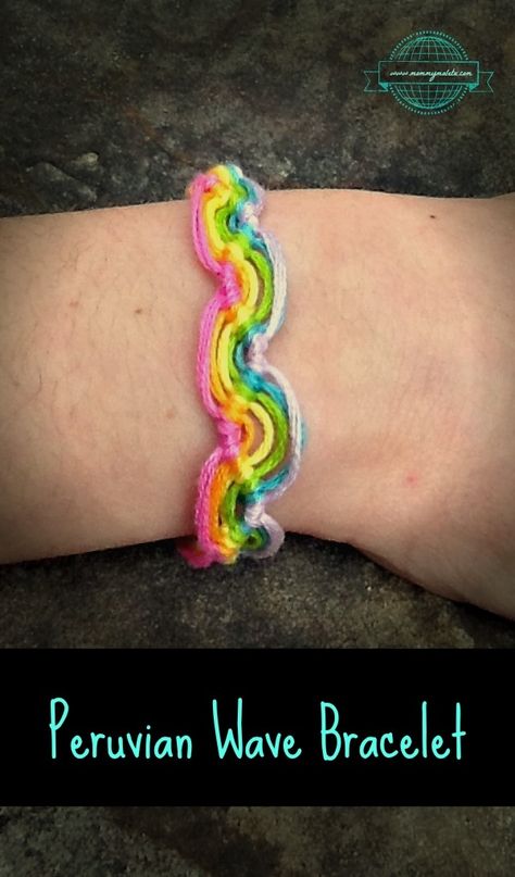 DIY friendship bracelet inspired by bracelets made in Peru Peruvian Wave Bracelet, Peru Crafts, Wave Friendship Bracelet, Crafts Bracelets, Braided Friendship Bracelets, Letter Bead Bracelets, Cool Friendship Bracelets, Diy Friendship Bracelet, Making Friendship Bracelets