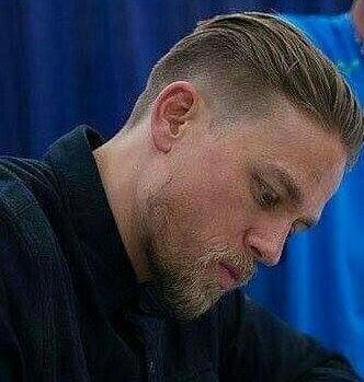 Slick Back Fade Haircut Men, Charlie Hunnam Hairstyle, Charlie Hunnam Haircut, Brad Pitt Fury Hair, Slick Back Hair Men, Brad Pitt Fury Haircut, Levi Hair, Fury Haircut, Mens Slicked Back Hairstyles