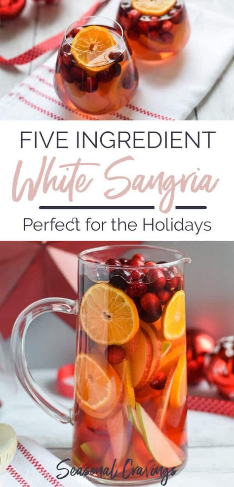 Christmas Sangria Recipes, Cranberry Sangria, White Sangria Recipe, Easy Sangria Recipes, Winter Sangria, Holiday Sangria, Christmas Sangria, White Wine Sangria, Wine Sangria