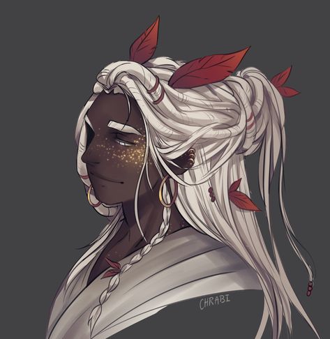 Aasimar Druid Glowing Freckles, Aasimar Druid, Aasimar Sorcerer, God Of The Forest, Dnd Druid, One D, Dungeons And Dragons Characters, Dnd Art, Black Anime Characters