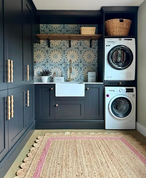 Ever wondered how to make the most of your laundry room? We've got you covered! Discover 15 stacked laundry room ideas to save space and increase productivity. Follow for more inspiring home transformations. Stacked Laundry Room, Stacked Laundry, Utility Boot Room, Boot Room Utility, Small Utility Room, Laundry Room Decor Ideas, Utility Room Designs, White Laundry Rooms, Utility Room Ideas