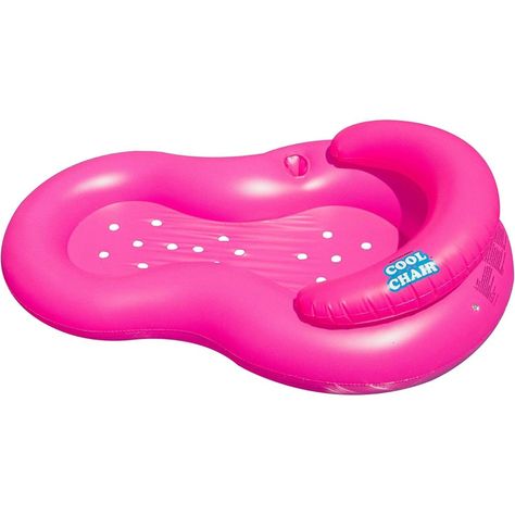 This inflatable cool chair is constructed with a unique arm and headrests that offer support and comfort for those lucky enough to enjoy a day lounging the backyard pool. The chair, which has perforations in its deck will allow cool pool water to enter the back. It also features built-in drink cups to enjoy your favorite drink. Product Features: Pink lounge chair float Features small holes that allow water flow to keep you cool There is a built-in drink holder, armrest and headrest Contains a PV Pink Lounge Chair, Barbie Beach, Pink Lounge, Swim Float, Pool Lounge Chairs, Pool Lounger, Pool Lounge, Pvc Patches, Pool Floats