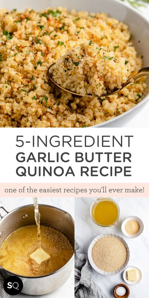 Low Potassium Recipes Dinners, Garlic Butter Quinoa, Quinoa Recipes Side Dish, Simple Quinoa, Quinoa Side Dish, Quinoa Recipes Easy, Cook Quinoa, Quinoa Recipes Healthy, Easiest Recipes