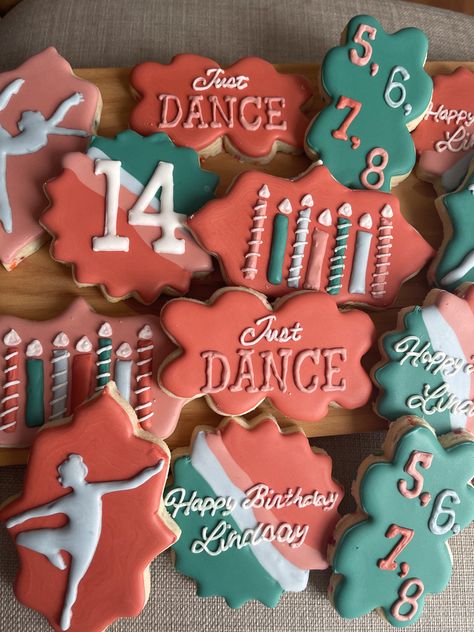 Dance Cookies Decorated, Dance Cookies, Holiday Cookies Decorated, Dance Themes, Sugar Cookie Designs, Decorated Sugar Cookies, Fancy Cookies, Dance Team, Cookies Decorated