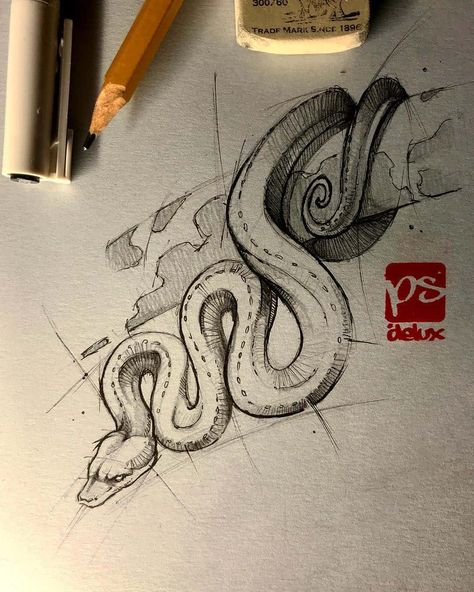 Pencil Sketch Artist Psdelux | Animal drawings | ARTWOONZ Snake Sketch, Tier Tattoo, Snake Drawing, Animal Drawings Sketches, Illustration Sketchbook, Snake Art, Desenho Tattoo, Arte Sketchbook, Letter A Crafts