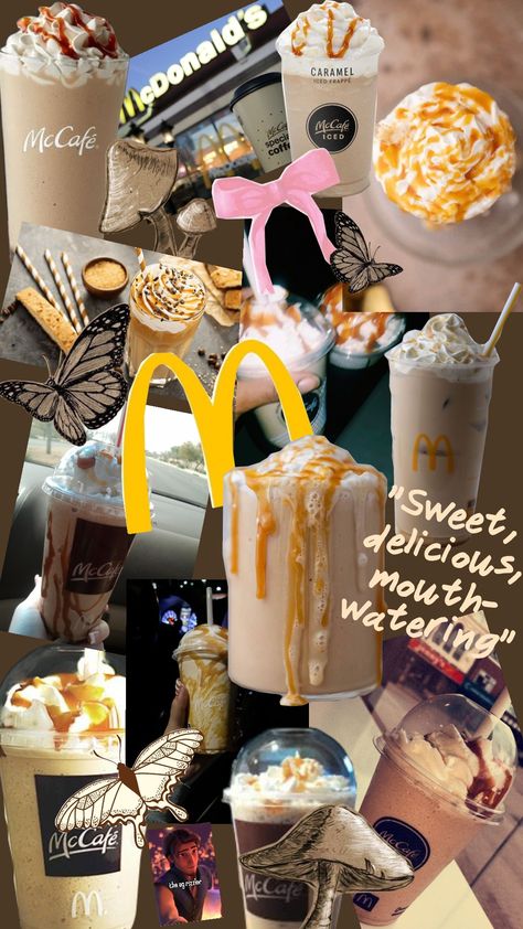 Caramel iced frappe from mcdonalds Iced Frappe, Frappe, Mouth Watering, Caramel