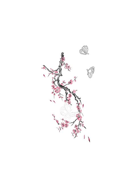 Cross With Cherry Blossom Tattoo, Pink Blossom Tattoo, Cherry Blossom Tattoo Leg, Sakura Tattoo Design, Sakura Tree Tattoo, Cherry Blossom Tattoo Men, Cherry Blossom Tattoo Ideas, Cherry Blossom Tattoo Shoulder, Cherry Blossom Tree Tattoo