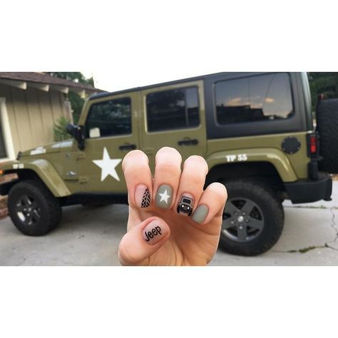 Sasha on Instagram: "I painted Kelly on my nails today ❤️ #GelsBySasha #CadetKelly #JeepGirl #HandPainted #Love #JeepNails" Jeep Nail Art, Jeep Nails Designs, Jeep Nails, Car Nails, Cadet Kelly, Black Jeep, Nails Today, Long Acrylic, Jeep Girl