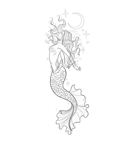 Mermaid Outline, Holiday Tattoo, Siren Tattoo, Mermaid Tattoo Designs, Armband Tattoos, Mermaid Artwork, Goddess Tattoo, Mermaid Drawings, Geniale Tattoos