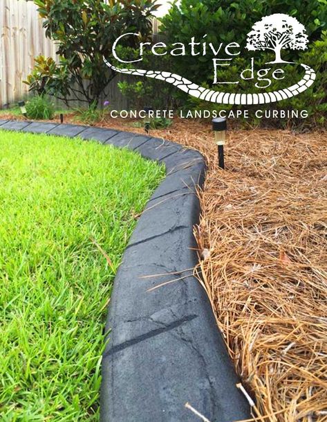 Curb Edging Ideas, Cement Curbing Ideas, Flower Bed Edging Ideas Stones, Concrete Border Edging, Concrete Edging Garden Borders, Concrete Flower Bed Edging, Landscaping Curbing, Dream Landscaping, Diy Barrel