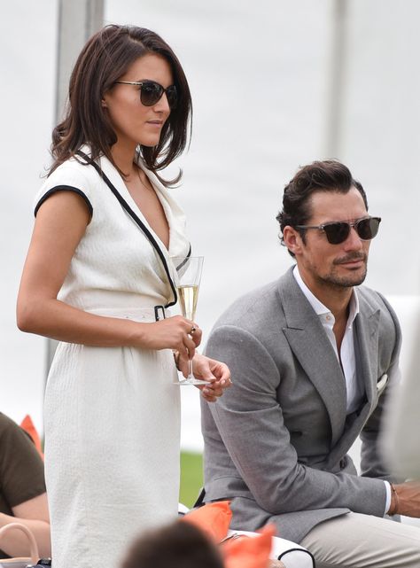 David and Stephanie hit the polo together Stephanie Mendoros, David Gandy Girlfriend, Mollie King, Professional Outfit, Mens Health Magazine, Bianca Balti, Belted Wrap Dress, David James Gandy, International Model