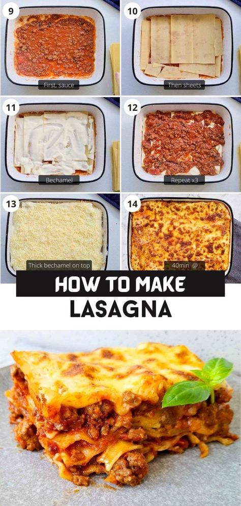 Lasagna Without Ricotta, Home Made Lasagna, Making Lasagna, Lasagne Sheets, How To Make Lasagna, Oven Baked Recipes, Cheese Lasagna, Homemade Lasagna, Me And My Family