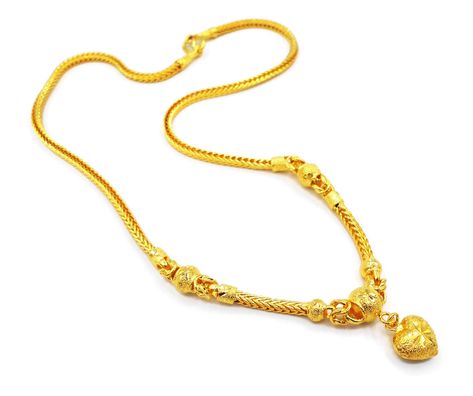 Chain 24k Thai Baht Yellow Gold Plated Filled Necklace Jewelry Women 20" Pendant Heart Real Gold Chains, Womens Cuff Bracelets, Yellow Necklace, Real Gold Jewelry, Gold Jewelry Stores, Wedding Jewellery Collection, Western World, 18k Gold Jewelry, Gold Jewelry Necklace