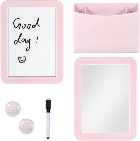 Comes with a magnetic whiteboard, magnetic mirror, magnets & a pen/marker holder Pink Locker, Magnetic Mirror, Locker Organizer, Locker Organization, Marker Holder, Locker Mirror, Locker Accessories, School Locker, Magnetic Whiteboard