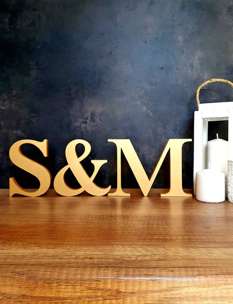 Wedding Initials Decor, Personalized Wooden Letters, Sweetheart Table Decor, Table Decor Wedding, Free Standing Letters, Mehndi Decor, Bridal Shower Centerpieces, Wood Letter, Couples Ornaments