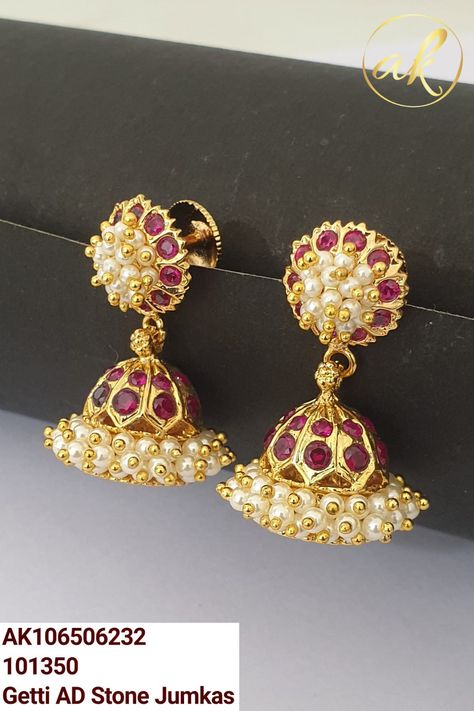 Pearl Jimikki, Buttalu Designs, Kemp Jewellery, Rudraksha Jewelry, Pattu Dress, Ram Temple, Temple Jewellery Earrings, Temple Jewelry Necklace, Gold Jewels Design