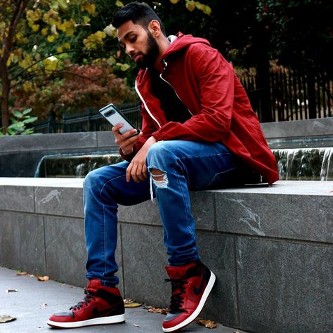 Jordan 1 Mid Gym Red Outfit, Jordan Black And Red Outfit, Jordan 1 Banned Outfit, Air Jordan 1 Outfit Men Fashion Styles, Jordan Mids Outfit, Jordan 1 Mid Outfit Men Style, Black Jordans Outfit, Red Jordan 1 Outfit, Jordan 1 Outfit Men Fashion