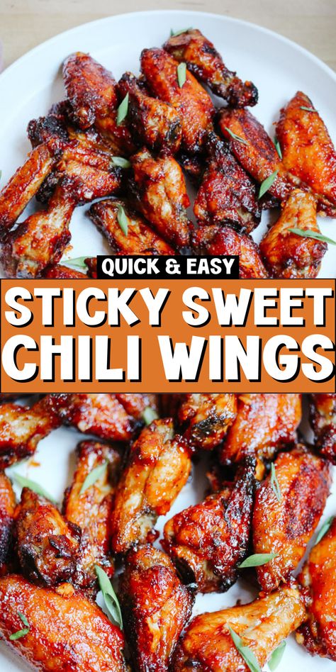 Enjoy finger-licking sticky Asian style chicken wings with our sweet chili twist! These Asian chicken wings are crispy, flavorful, and perfect for any occasion. Whether you prefer them fried, grilled, or made in the air fryer, our easy Asian chicken wings recipe with a tangy dipping sauce is sure to satisfy your cravings. Perfect for a low-carb indulgence! Wings Recipe Fried, Best Grilled Chicken Wings, Chili Wings Recipe, Wingette Recipes, Sticky Asian Chicken Wings, Hot Chicken Wings Recipe, Sticky Asian Chicken, Wing Flavors, Asian Style Chicken